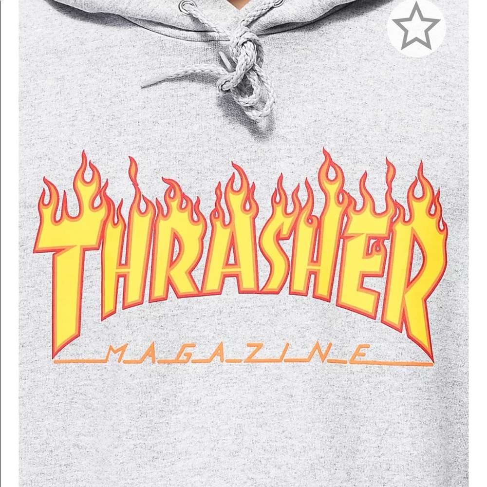 Thrasher Flame Logo Grey Hoodie